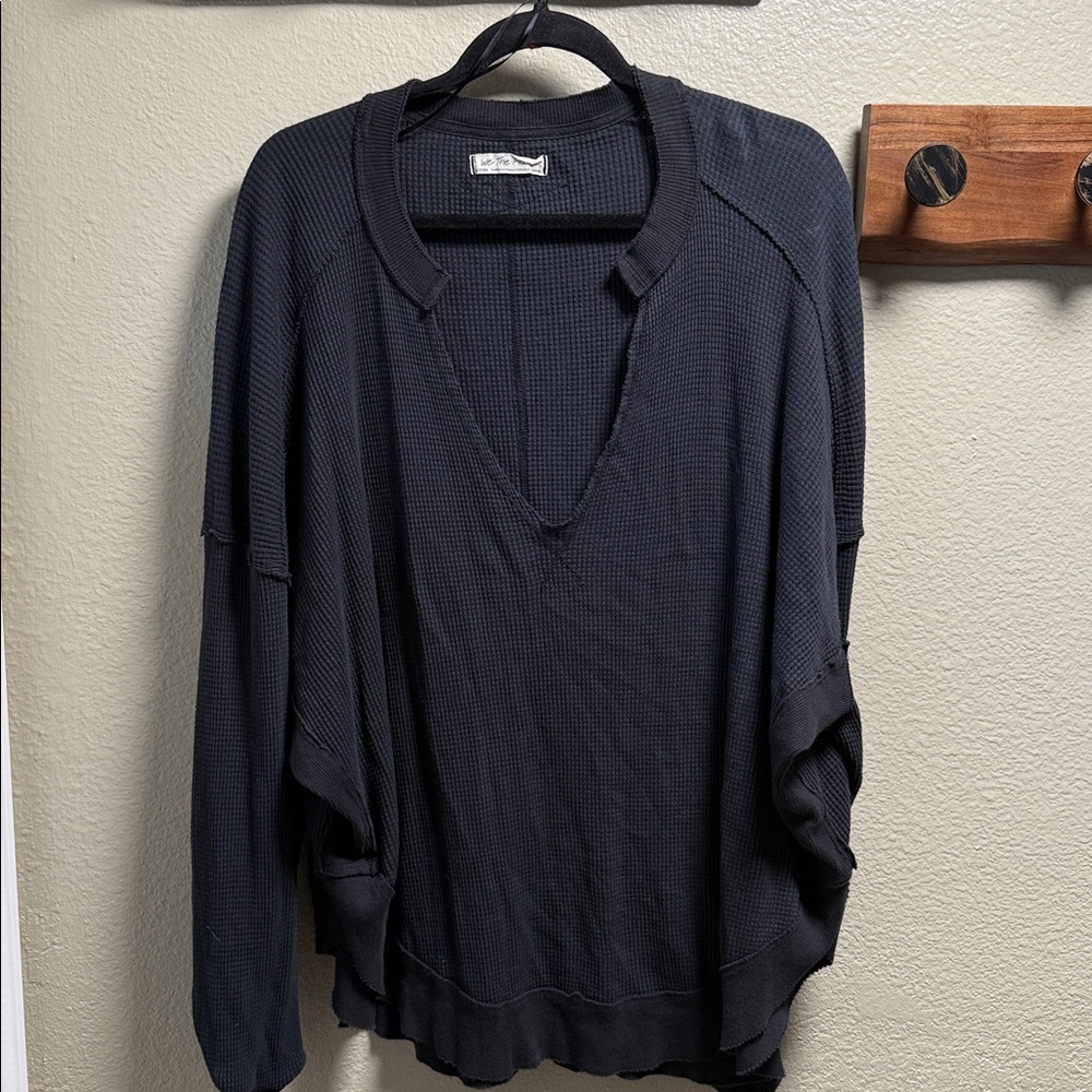 We The Free Charcoal Textured Top